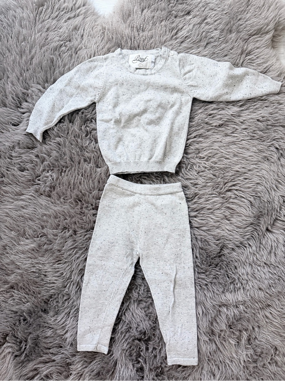 Pouf Baby Light Gray Speckled Sweater & Leggings Set